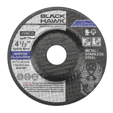 Front view of Four And One Half Inch Metal Cutting And Light Grinding Discs For Angle Grinder Two In One Cut And Grind Type Twenty Seven