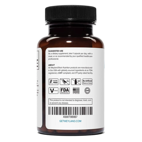 Back view of Lithium Orotate Supplement With 10mg Elemental Lithium Per Capsule, 60 Vegetarian Capsules per Bottle, Pack Of 2