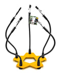 Five Arm Third Hand Soldering Stand With Adjustable Gooseneck Arms Non Slip Steel Weighted Base PCB Holder on white background