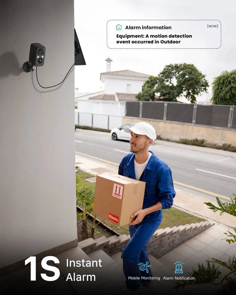 Solar Panel Powered WiFi Outdoor Security Camera Kit With 2K Resolution monitoring motion detection event outside house
