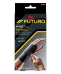 Packaging of Left Hand Compression Wrist Brace With Three Adjustable Straps For A Custom Fit And Moderate Support Lets Your Fingers Move Naturally Easy To Use Black Size L/XL showing product