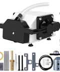 Comgrow air assist pump kit for laser cutter; white compact unit with black mounting plate, hoses and accessories