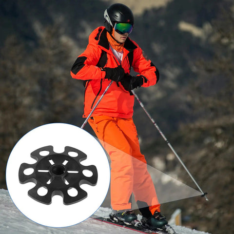 Ski pole in use with 8 Pack Snow Baskets For Trekking Poles 3.35 Inch Diameter Replacement Ski Pole Baskets