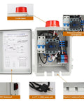 Upgraded Septic Control Panel With Alarm And Float Switch 110 dB Audible With Flashing Lights Pump Circuit Breaker 14 AWG Power Cord High Water Tank Alert For Septic System Sewage Well Or Basement, white IP67 enclosure with red alarm light