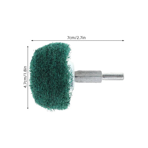 Heavy Duty Abrasive Buffing Wheels Nylon And Stainless Steel Mushroom Shaped Drill Polishing Bit Shank for automotive repair, 7cm size.