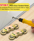 Two Pack Tandem Roller Assembly For Sliding Patio Doors Fits 1997061 1982 Present Replaces 1273704 1964 To 1982 shown with screwdriver