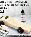 Pinewood Derby Weights Kit 5Oz with Tungsten Putty and 12 Derby Weights, includes graphite lubricant for wheels and axles.