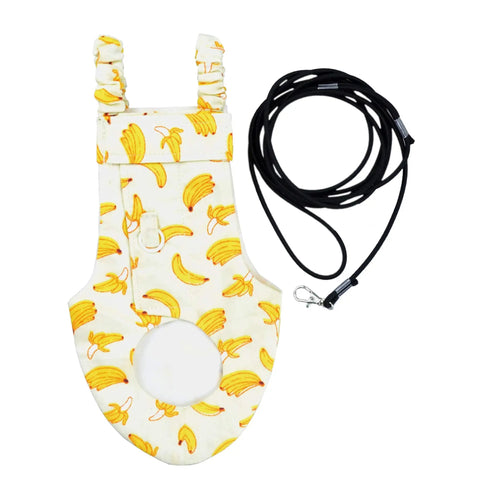 Bird Lover Must Have Pigeon Diaper With Leash for Pigeons Over Five Months Old, banana print, waterproof with leash.