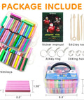 70 Color Polymer Clay Kit With Oven Bake Clay For Kids And Adults Diy Sculpting Molding Clay Set With Tools And Jewelry Accessories Arts And Crafts Gift For Boys And Girls Safe Non Toxic Craft Kit package contents displayed including clay blocks, tools, and key rings.