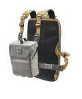 Versatile Tactical Hydration Pack with MOLLE system showing chest pack attachment and standard backpack mode