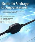 16 Foot Outdoor Extension Cord Featuring Built In Voltage Booster For Permanent Yard Lighting And Holiday String Cables Heavy Duty Weatherproof Wire image showing integrated in-line module for outdoor lighting.