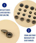 24 Sets Leather Snaps And Fasteners Kit 15mm Metal Snap Button Kit With 4 Installation Tools Heavy Duty Replacement Snaps.