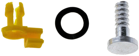 Components for Universal Fit Window Crank Handle Knob Direct Replacement, including yellow clip, black washer, and metal screw.