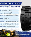 Heavy Duty Skid Steer Tire 12x16.5 Tubeless With Rim Guard 14 Ply G Load Fits Bobcat John Deere Caterpillar Doosan Komatsu