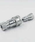 Two LSQ-S2-01 1/8'' NPT hydraulic quick-connect couplings, silver metal, ISO 7241-B