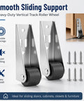 Built Tough Vertical Track Roller Wheels With Quiet Rubber Casters For Sliding Barn Doors And Cabinets 110 Lb Bottom Support Kit