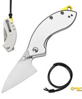 Spud Small Neck Knife With Detachable Lanyard Clip and Pocket Clip, AR-RPM9 Steel Blade, Aluminum Handle, accessories shown