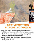 Orange Heavy Duty Ruff Towels With Scrubbing Power 10 By 12 Inches Dual Textured Multi Purpose Cleaning Wipes 72 Count packaging