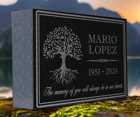 Personalized Granite Memorial Stone For Grave Decor Outdoor Tree Of Life Memorial Plaque Custom Cemetery Marker To Honor Loved One