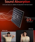 Kick The Echo Down With These Slap On 12 Pack High Density Acoustic Foam Panels Self Adhesive Wall Tiles For Home Studio Gamer Setup Quick Expand Game Changing Sound Dampening, showing sound absorption features.