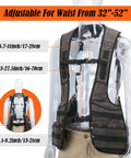Heavy Duty Carpenter Tool Vest With Thick Top Grain Buffalo Leather And Twenty Ounce Waxed Canvas shown adjustable for waist sizes.