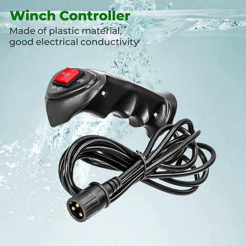 Electric Winch Remote Controller With 3 Pin Male Plug And 9 Point 2 Foot Cable For Car And Off Road Vehicles Handheld Winch Control Box For Straight Up Remote Winching On 4x4s, black plastic