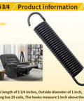Premium Five Point Seven Five Inch Recliner Mechanism Extension Springs Replacement For Lane Action Homeplace Furniture black coiled spring.