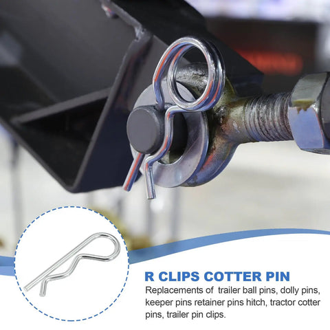 Eight Piece M4 X 75mm Cotter Pin Set Built Tough Heavy Duty Carbon Steel R Clip securing trailer hardware