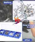 Six Pack Screw Organizer Box With Lids For Nuts And Bolts Four Compartments Plastic Storage for Garage Tools