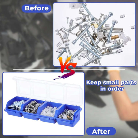 Six Pack Screw Organizer Box With Lids For Nuts And Bolts Four Compartments Plastic Storage for Garage Tools