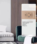 Heavy Duty Wall Outlet With Dual Usb And Type C Charging Ports, 15 Amp Electrical Receptacle mounted in an elegant living room setting.