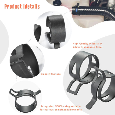 12 Pack 1.14 Inch Spring Band Hose Clamps With Constant Tension For Auto Fuel Line Silicone Vacuum Hose Steel Clamp Low Pressure