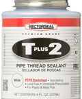 T Plus 2 Pipe Thread Sealant With PTFE White Non Setting 8 Oz Brush Top No Mess Applicator Meets TT-S-1732 Standard jar
