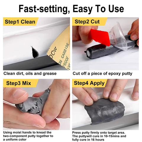 Steps to use Heavy Duty Epoxy Putty Stick For Quick Home Repairs Waterproof Heat Resistant Easy Patch For Metal Plastic Wood
