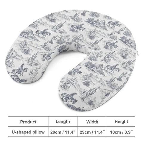 Women's Memory Foam U Shaped Neck Pillow For Travel And Daily Use On The Go Cozy Comfy Comfort For Planes Cars And Office Naps Ultra Portable Durable Polyester Build Western Cowboy Cactus White with stylish cowboy cactus pattern.