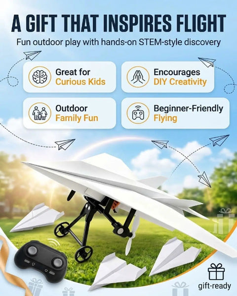 Paper Airplane Kit With Gyro Stabilizer And Dual Propellers For DIY Electric Remote Control Plane Foldable Lightweight Glider STEM Toy outdoor use