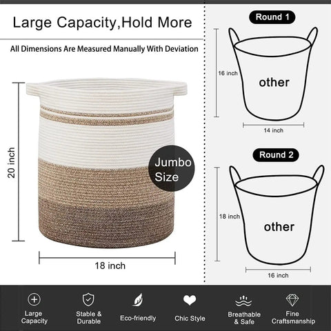 80L Laundry Hamper With Handles Decorative Woven Storage Basket Gradient Yellow 20x18 Inches Shown with Size and Features