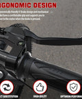Black hand brake lever on electric bike handlebar from All-In-One Electric Bike Brake Lever Kit With Waterproof 2-Pin Connector