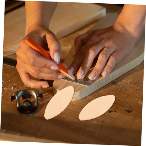 Precision Biscuit Joiner With Adjustable Depth Gauge For Smooth Furniture Assembly And Hardwood Slotting No Sweat Woodworking Tool in use, marking wooden board.