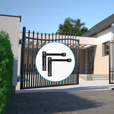 Heavy Duty Three Quarter Inch J Bolt Gate Hinge Seven Inch Adjustable Weld On For Wooden And Metal Gates Farm Fence And Driveway Use Two Pack, black metal gate hinge on driveway gate