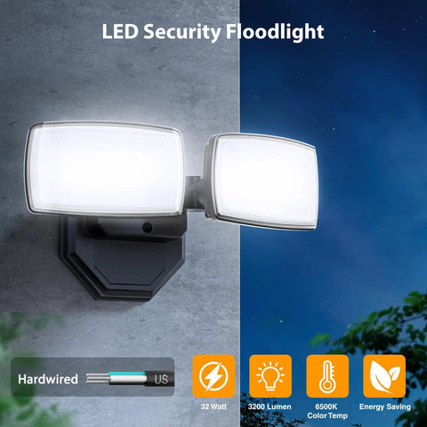 Top Shelf Sleek Dual Head Led Flood Light Badass Bright 6500K Daylight Security Spotlight Wall Mounted All Season Exterior Fixture With Simple Flip Switch For Yard Driveway Parking Lot