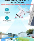 Two Pack Outdoor Security Camera With 2K Color Night Vision For Crisp Details 180 Degree Pan Wired And WiFi Compatible on house wall