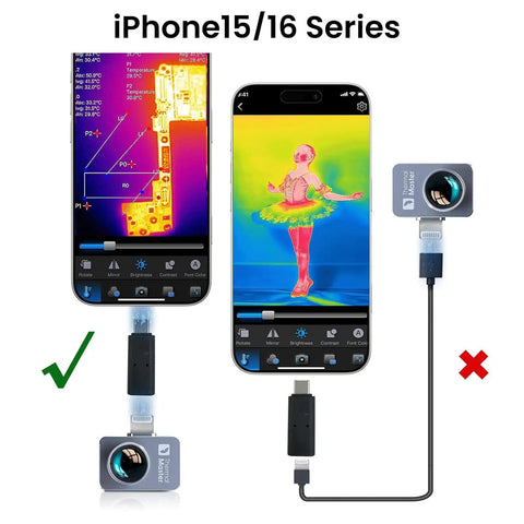 Pro Grade Thermal Imager For iPhone With Macro Lens, 512x384 IR Resolution, 15X Zoom, -4 To 1112 F Temperature Range, Infrared Camera For iOS Lightning