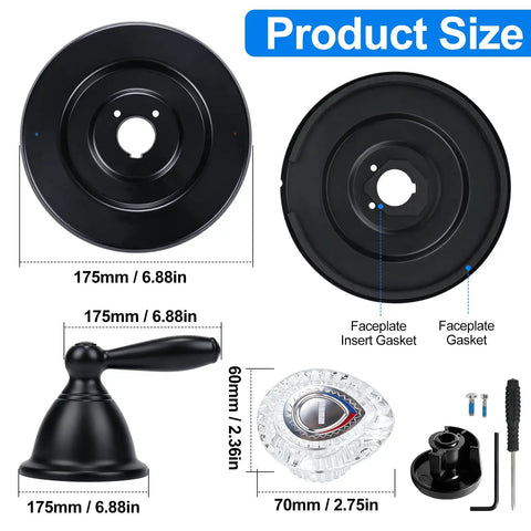Upgrade Your Bathroom With This Sleek Shower Trim Kit Compatible With Moen T470 Chateau Tub And Shower Valve Featuring Easy Install Distinct Red Blue Indicators For Ultimate Water Control Style, 175mm matte black faceplate