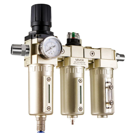 Pro Grade 3/4 Inch NPT Air Compressor Filter Regulator With 3-Stage Filtration, Desiccant Dryer, and Auto Drain