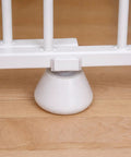 Close-up of hardware mount on Extra Tall Baby Gate For Stairs And Hallways, 35 Inch High, Expands From 34 To 55 Inches, White