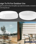 Heavy Duty Clear Wrought Iron Patio Furniture Foot Glides Caps 1.5 Inch Non Slip Table Leg Covers 24 Pack smooth glides designed for outdoor use.