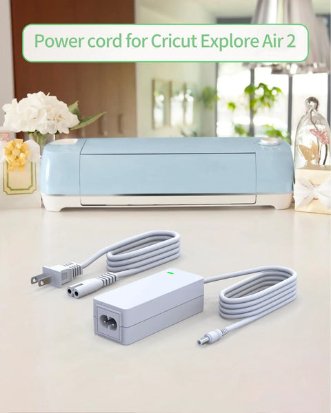 Power Cord Replacement For Cricut Cutting Machines Like Explore Air 2 Expression 2 Explore Air Explore One Create Mini And More 18V Charger Power Supply White, white 9.84 ft cord