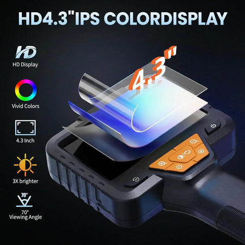 4.3 inch IPS screen of 50 Foot Endoscope Camera With Light IP67 Waterproof Borescope Inspection Camera with HD display
