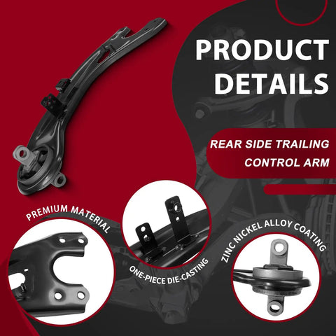 Upgrade Your Ride With These Heavy Duty Rear Trailing Arm Suspension Kits For Hyundai Tucson And Kia Sportage Models From 2010 Through 2016 Featuring OEM Fitment Plus Durable Construction To Restore Smooth Handling And Keep You Rolling Smooth As rear side trailing control arm, black die-cast steel